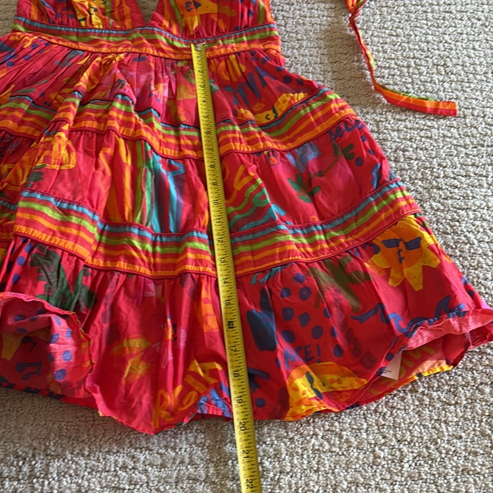 FARM Rio Red Multi-Color Striped Tropical Tie-Shoulder Mini Dress - Picture 8 of 10